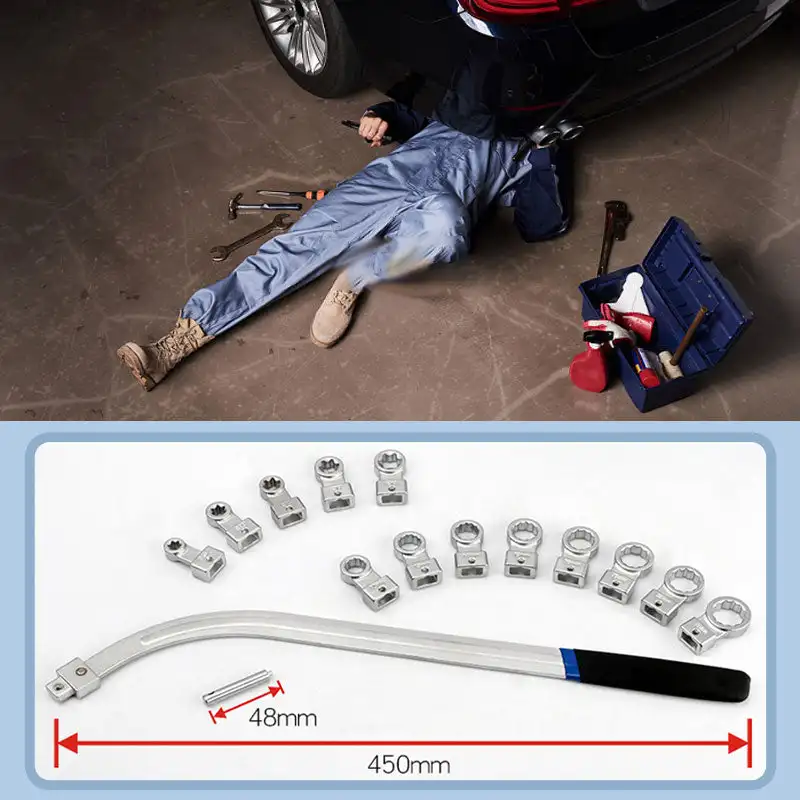 

New 15pcs Portable Replaceable Head Belt Wrench Set Automobile Engine Belt Adjustment Wrench Pulley Special Tools Belt Tensioner