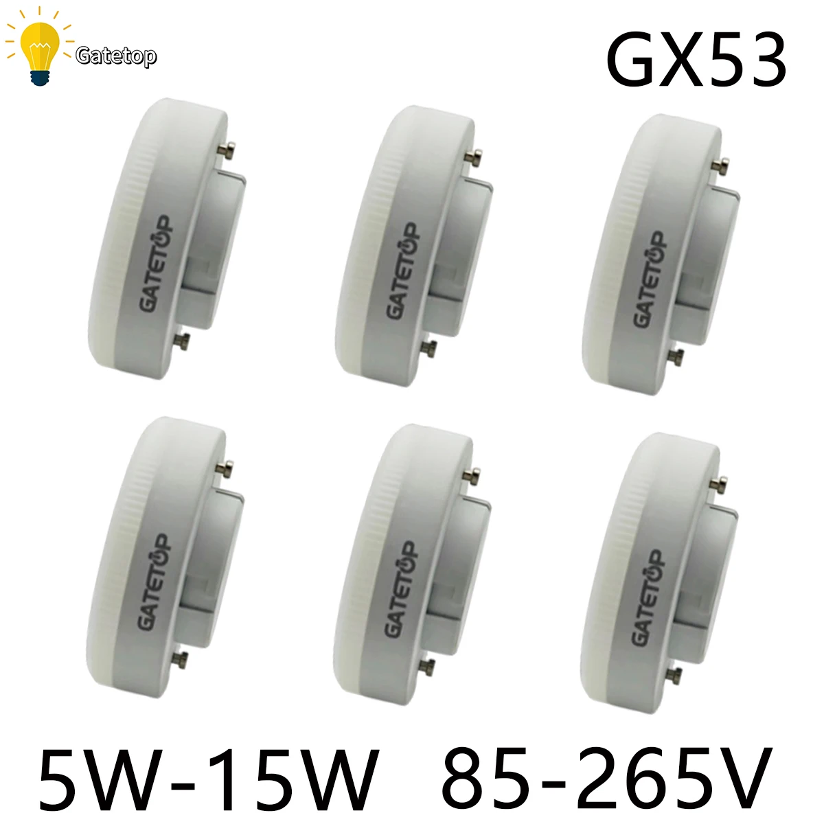 

10PCS 5W 7W 9W 12W 15W LED Spotlight GX53 Without Flicker 85-265V Warm White Daylight Cold White Bulb for Room Study Kitchen