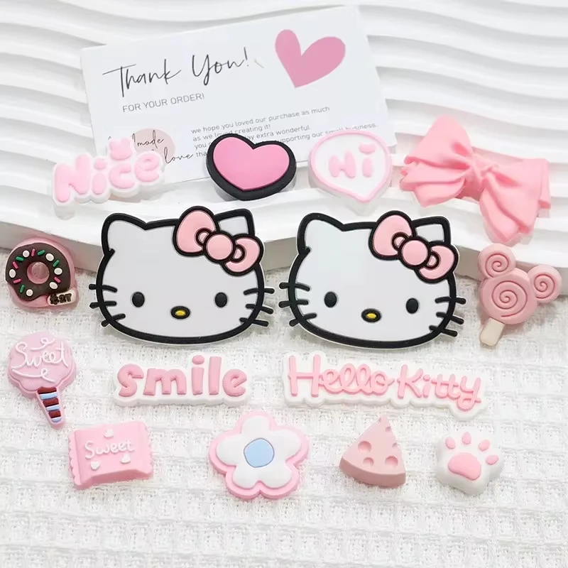 Miniso Kawaii Sanrio Hello Kitty serie agujero zapatos accesorios Sanrio Diy decoraciones de zapatos accesorios para sandalias deslizantes regalo