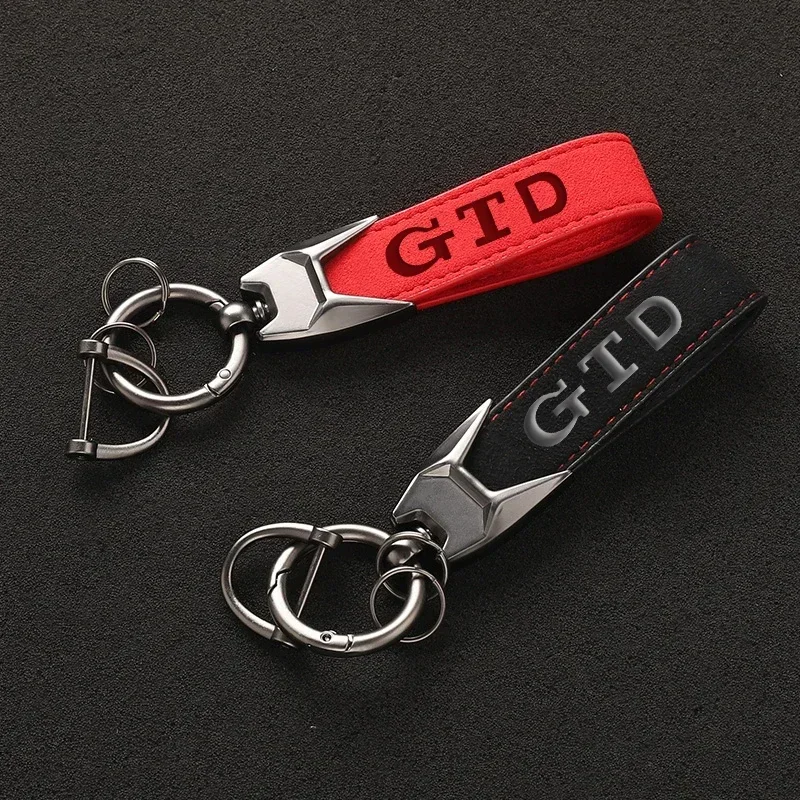 2025 Wildleder-Leder GTD Schlüsselanhänger für Damen und Herren, Luxus-Autoschlüsselanhänger für Volkswagen VW Polo Golf 6 7 8 MK6 MK7 GTD Schlüsselanhänger-Zubehör
