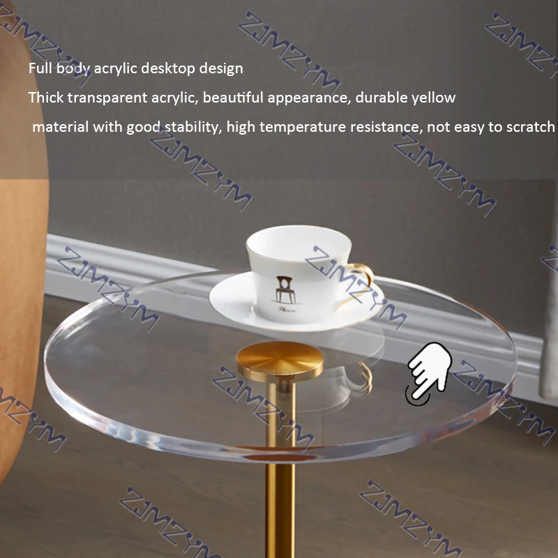 Transparent Acrylic Side Table Sofa Side Table Living Room Modern Furniture Gold Steel Round Side Acrylic Coffee Table