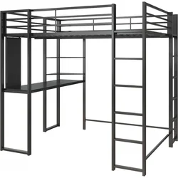 DHP Abode Full Size Metal Loft Bed, Black