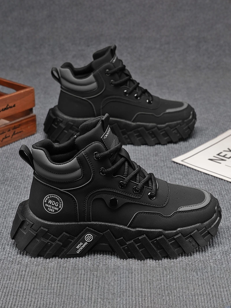 

Men's Winter Boots 2026 New Style British Style Fleece Lined Casual Hiking Thick Bottom American Style Work Boots