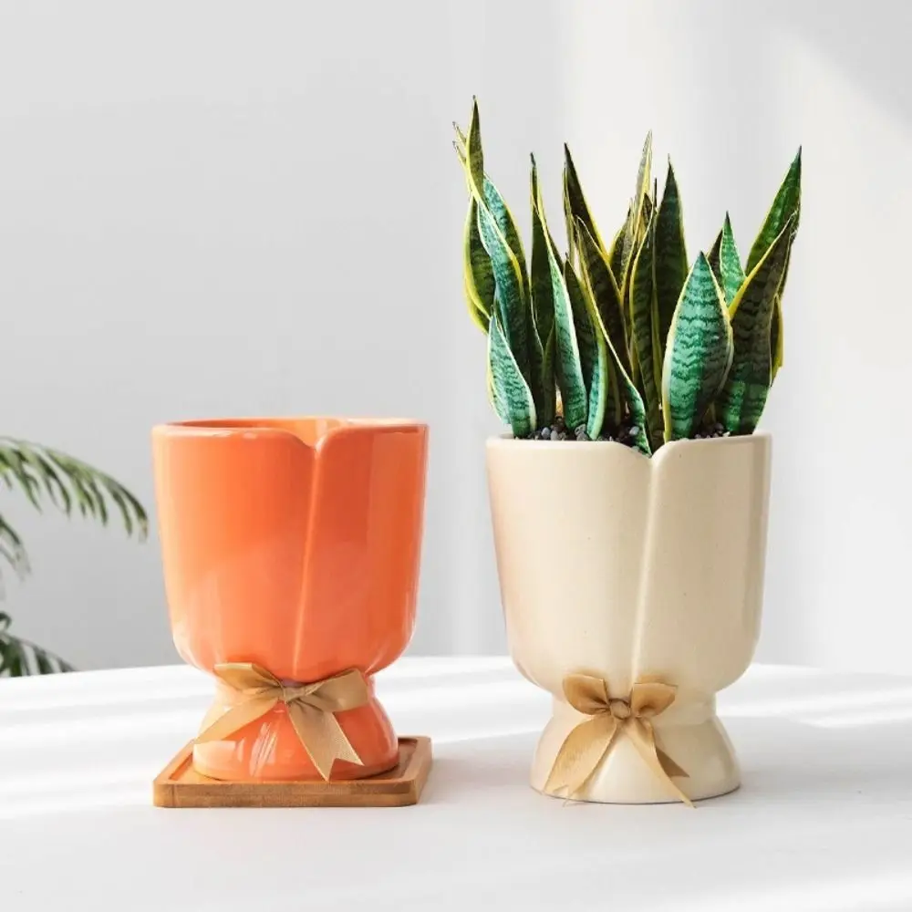 

Форма букета, ваза с бантом в скандинавском стиле, настольный декоративный керамический цветочный горшок, креативный современный настольный орнамент, ваза для цветов