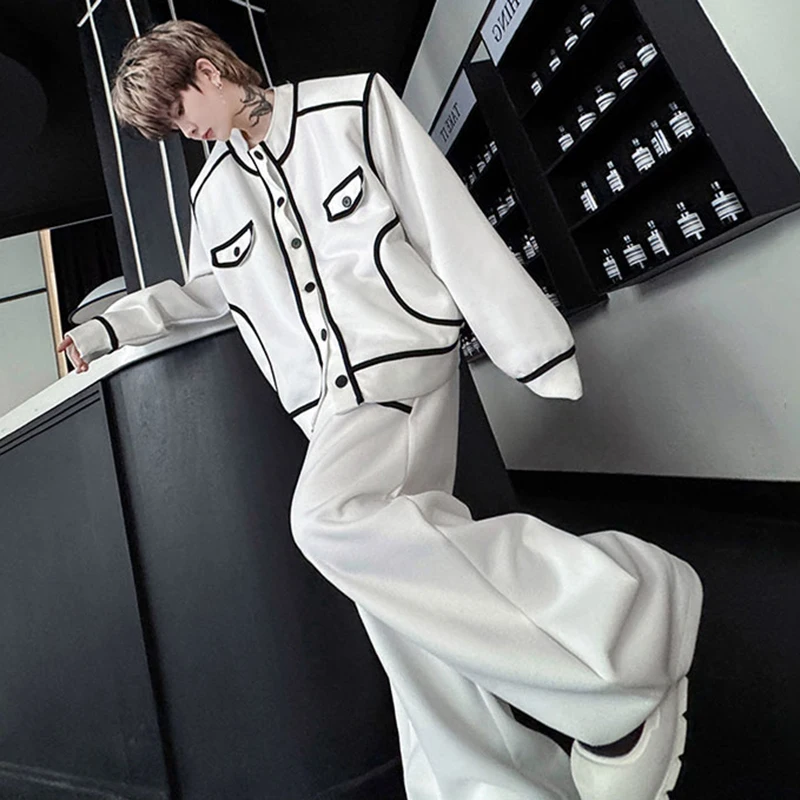 LUZHEN Color Contrast Splicing Design Two-piece Sets 2025 Autumn New Streetwear Baggy Casual Pants Men's Fashion Jacket JY5859