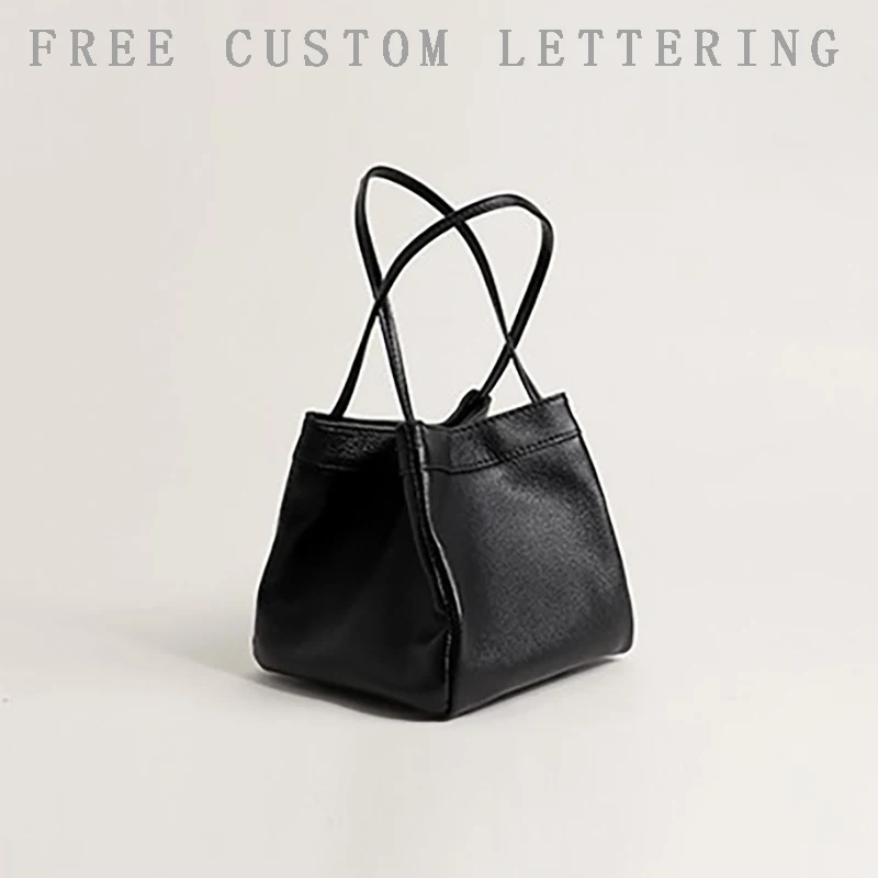

Lambcorn basket bag 2025 new niche design genuine leather vintage hand-tool tote bag free initials fashion ladies shoulder bag