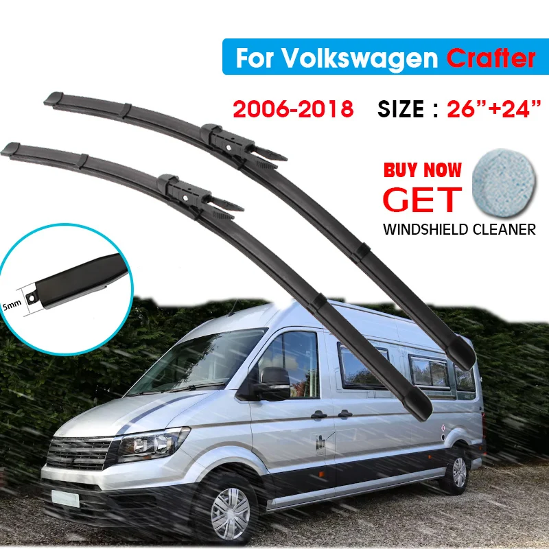 

Car Wiper Blade For Volkswagen Crafter 26"+24" 2006-2018 Windscreen Windshield Wipers Blades Window Wash Fit Pinch Tab Arm