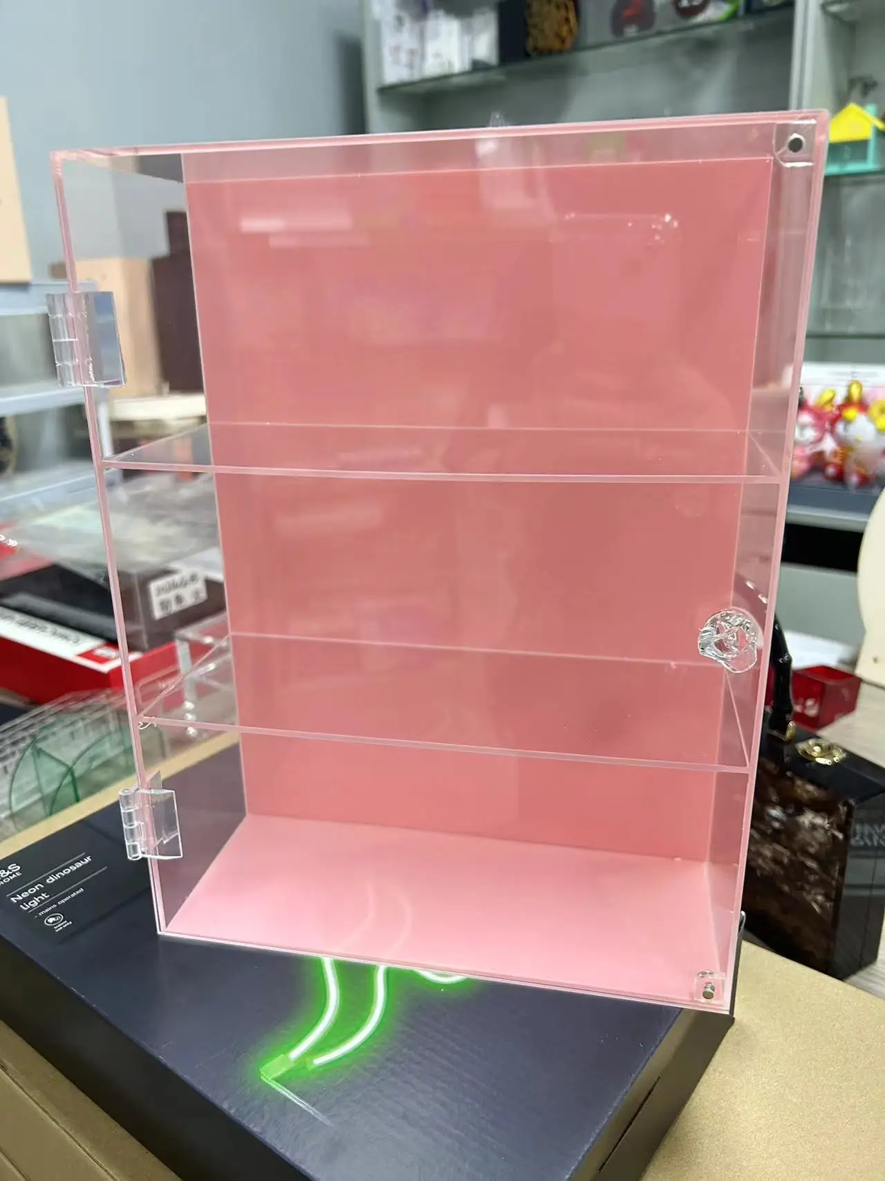 Clear Acrylic Display Case  3 Layer Desktop Storage Box Cabinet Organizer for storing lipstick, perfume and cosmetics，Anime Doll