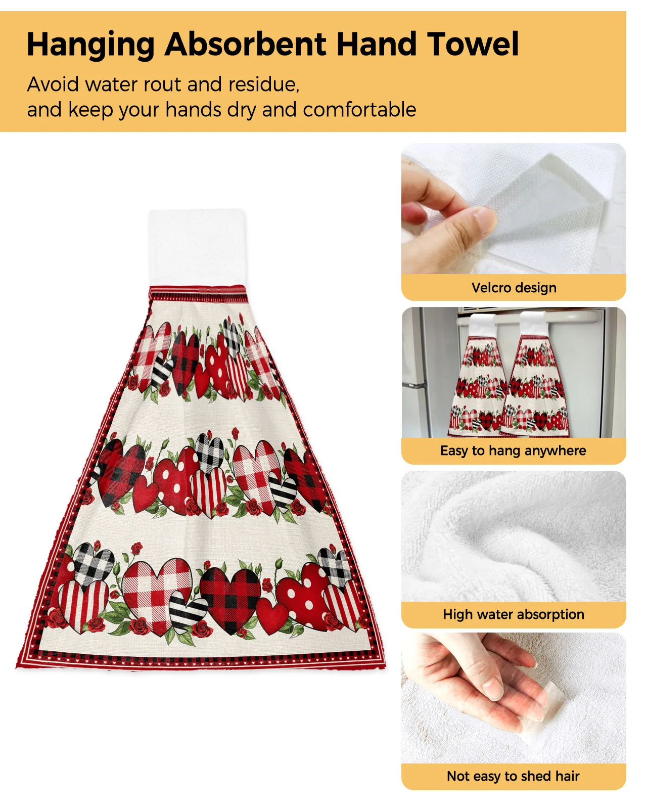 Valentijnsdag Rose Hart Handdoeken Keuken Badkamer Opknoping Doek Quick Dry Zachte Absorberende Microfiber Handdoeken