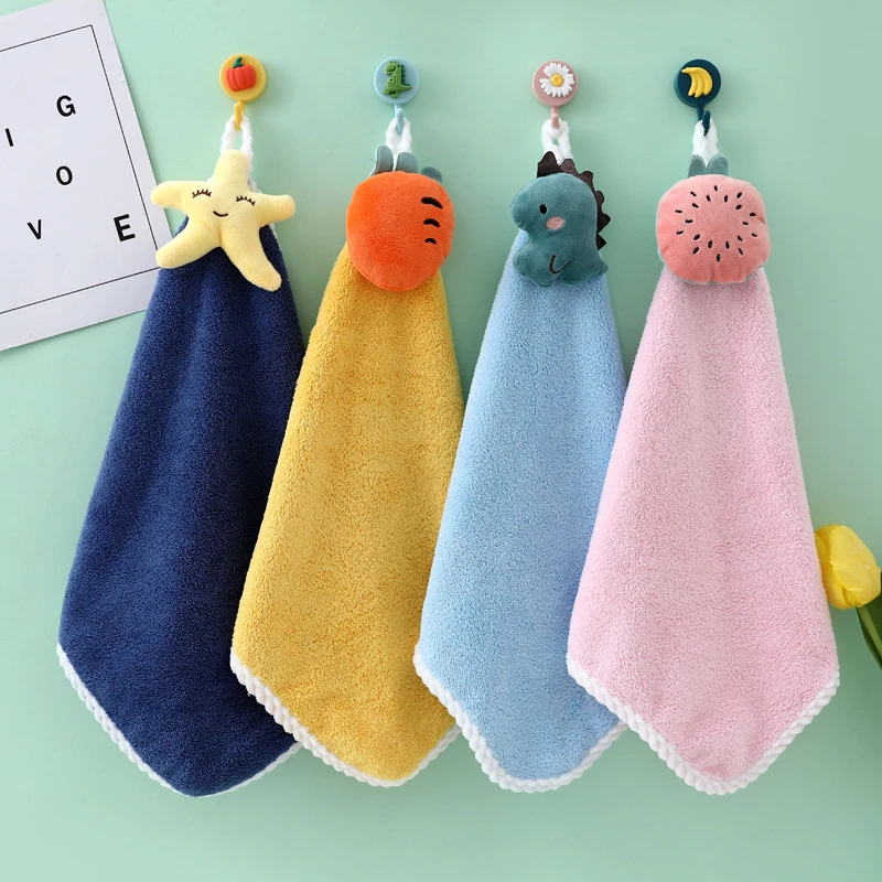 iBaby Cartoon Hand Towel for Kids Baby Cotton Coral Fleece Cloth Water Absorption Kitchen Towel