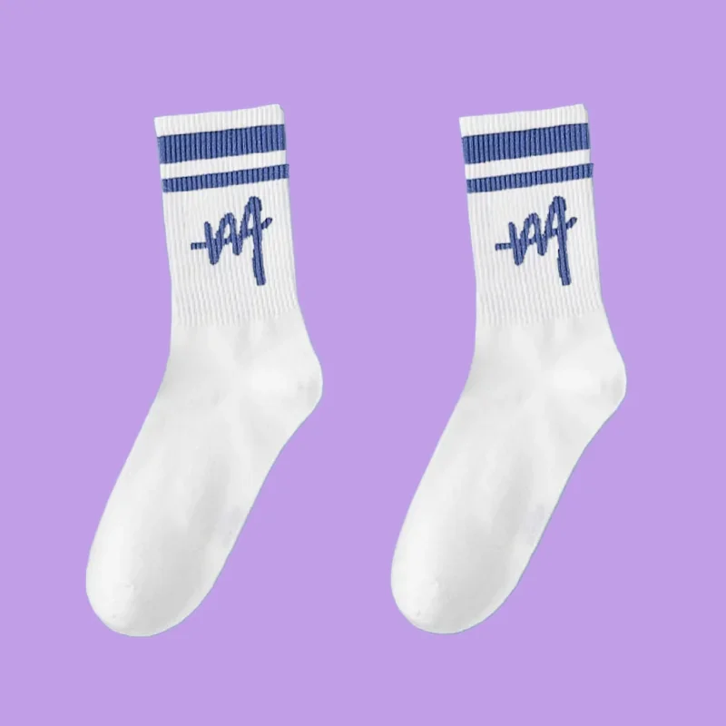 5/10 Pairs High Quality Men's Letter Funny Socks College Style Trend White Cotton Running Sports Men's Basketball Mid-tube Socks