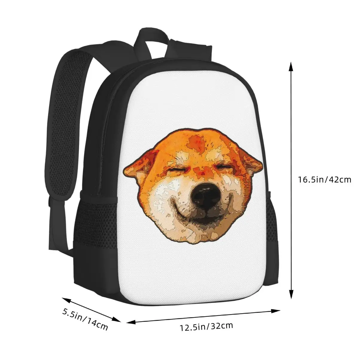 Shiba Inu Smiling Cartoon Art Student Backpack School Bag Hiking Travel Daypack for Boys Girls Fashion Bookbag Shoulder Bags