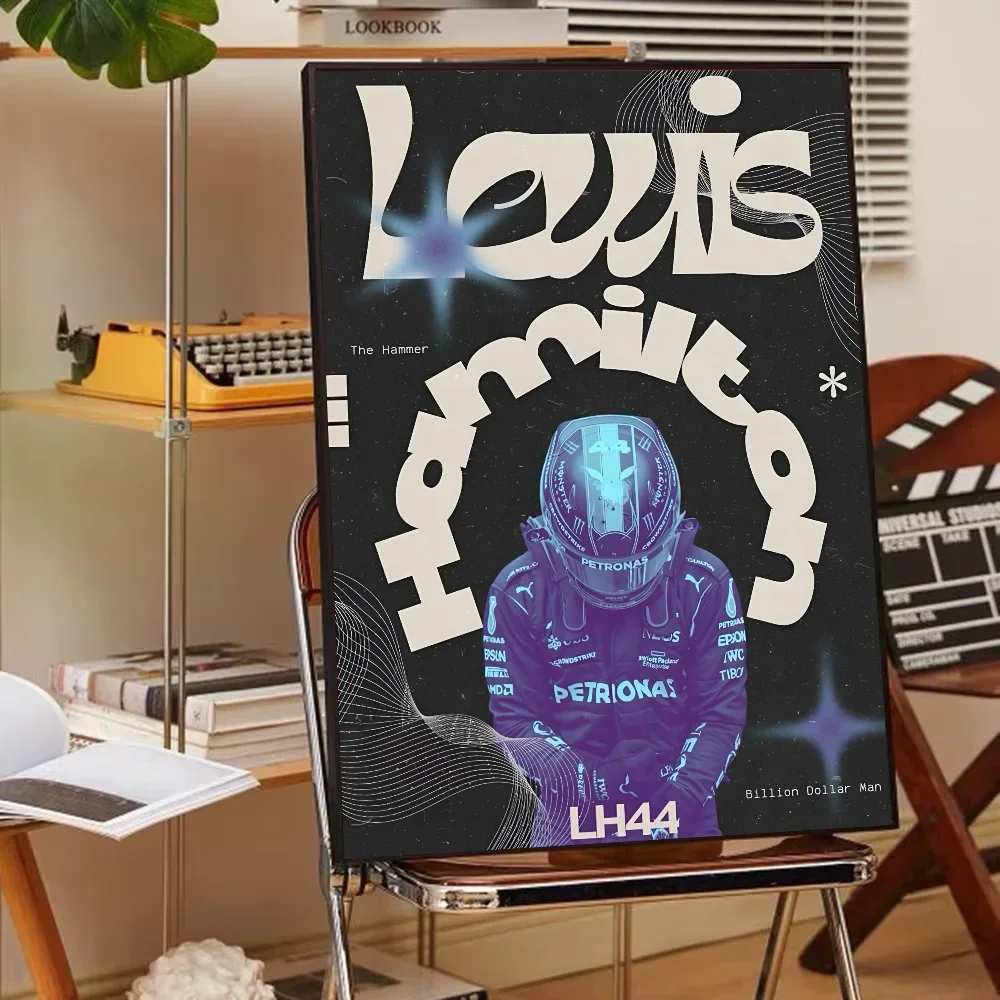 F1 بطل السباق الأسطوري شخصية L-Lewis هاميلتون المشارك ذاتية اللصق الفن ورق مقاوم للماء ملصق مقهى غرفة البار #6
