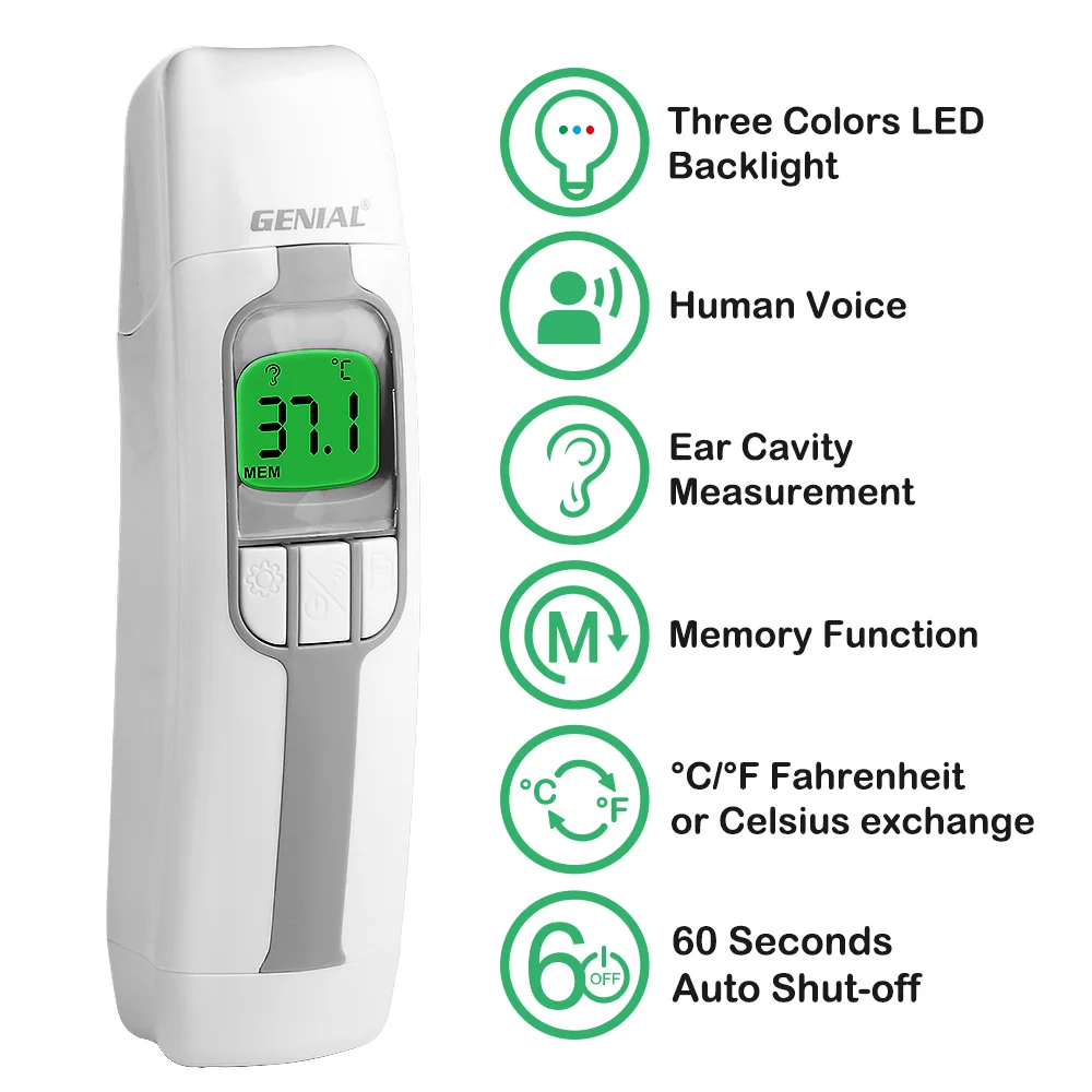 No-Touch Forehead or Ear Thermometer,Infrared Digital for Adults and Kids,Touchless,3 Ultra-Sensitive Sensors