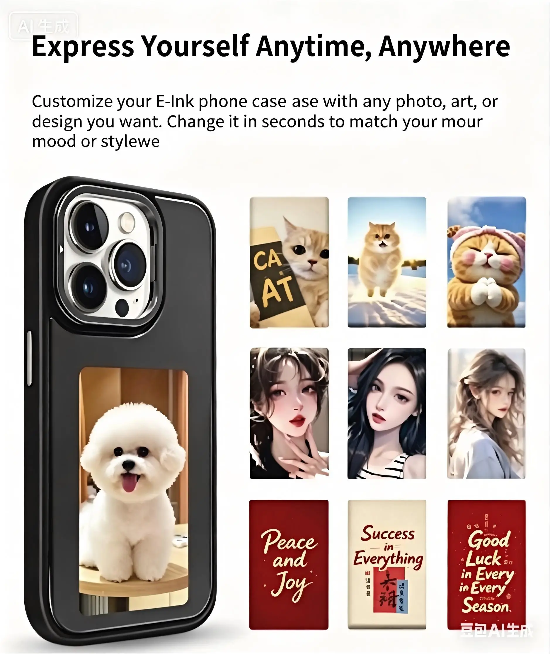 NFC Smart E-ink Phone Case DIY Personalized Photo Display Electronic Ink Screen Protective Cover for iPhone 15 14 13 16 ProMax view 2