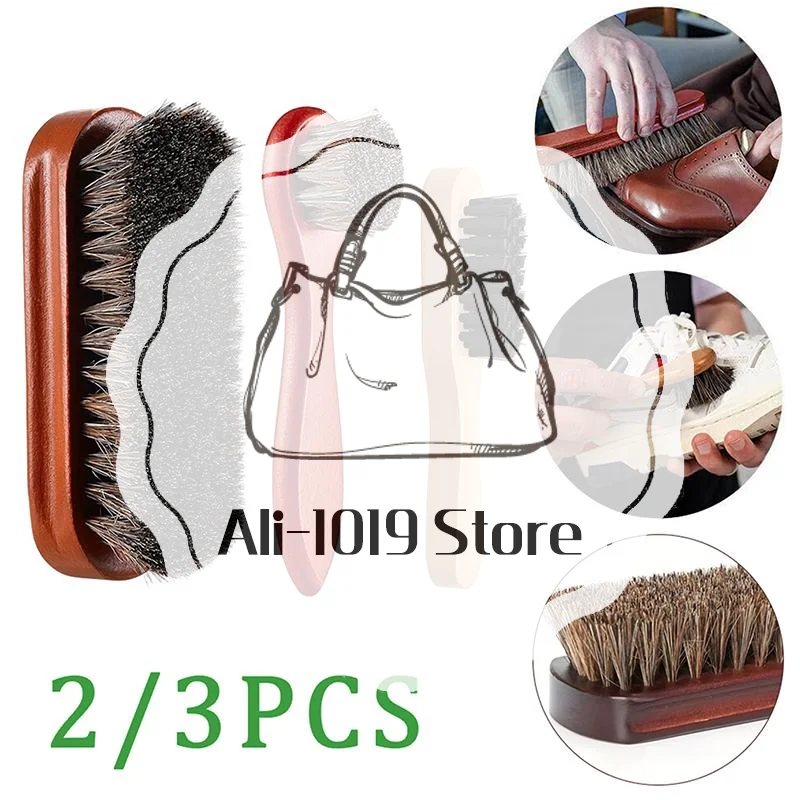Leather Shoe Polish - 2/3pcs Horsehair Shine Shoes Brush Kit