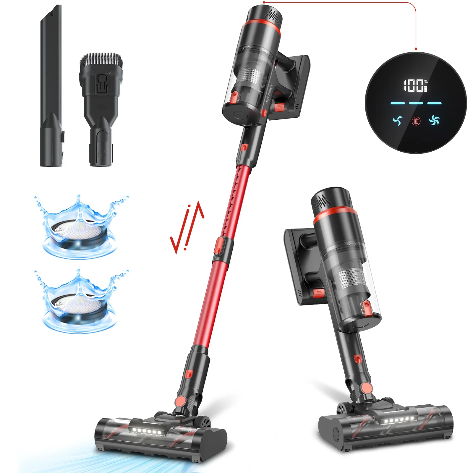 Wireless Vacuum Cleaner 420W Power 33000Pa Suction Handheld Led Intelligent Display Headlight Anti-Tangle Vacuums