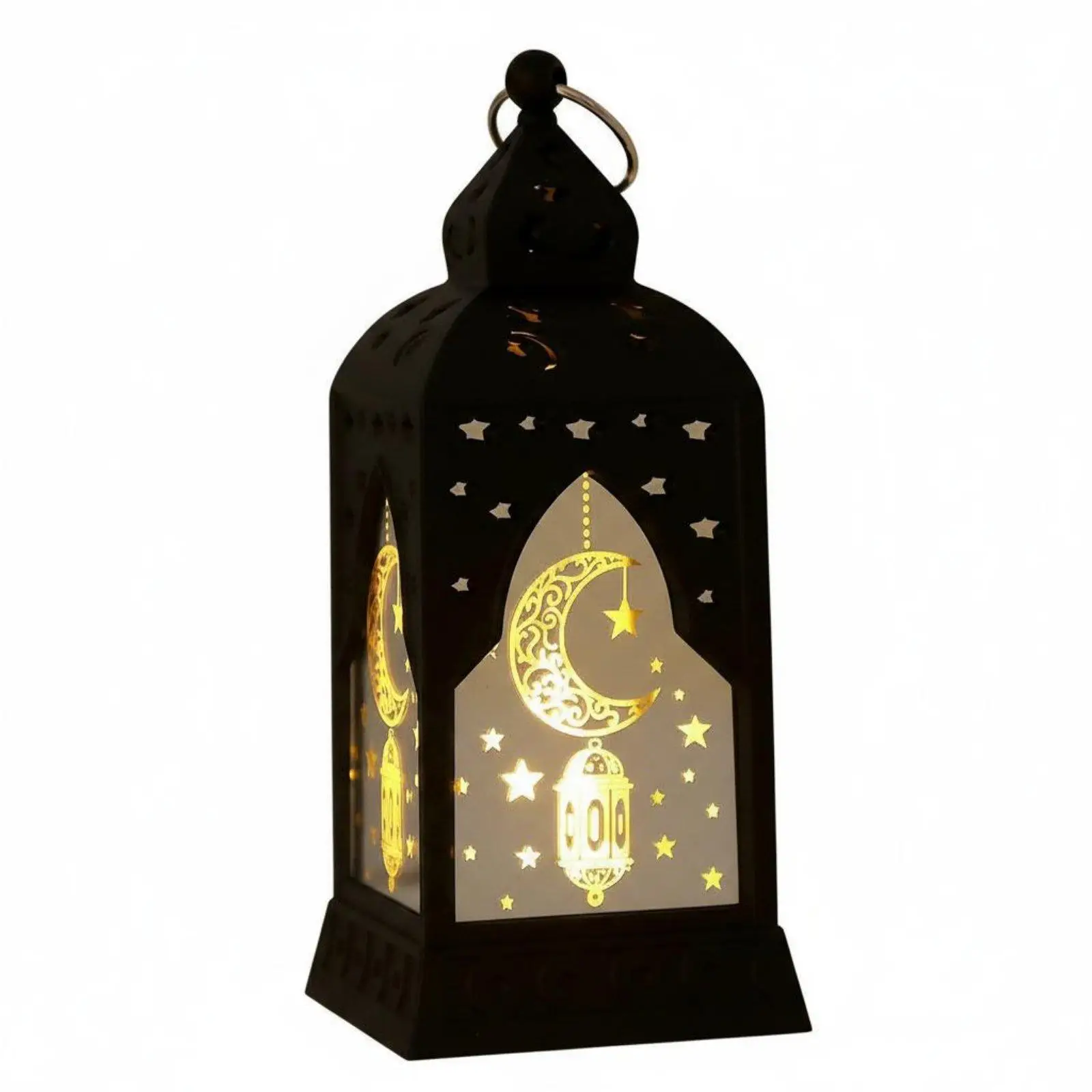 LED Electronic Candle Lantern with Traditional Fortress Silhouette for Ramadan Festival Home Decor Table Lamp for Mantel