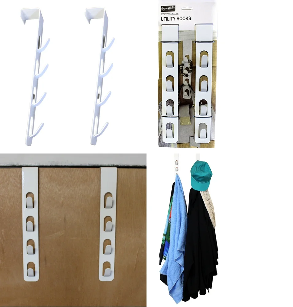 

Hook behind the door2 Pack Space Saving Door Hooks Closet Storage Organizer Multi Functional Utility Hanger for Home Kitchen