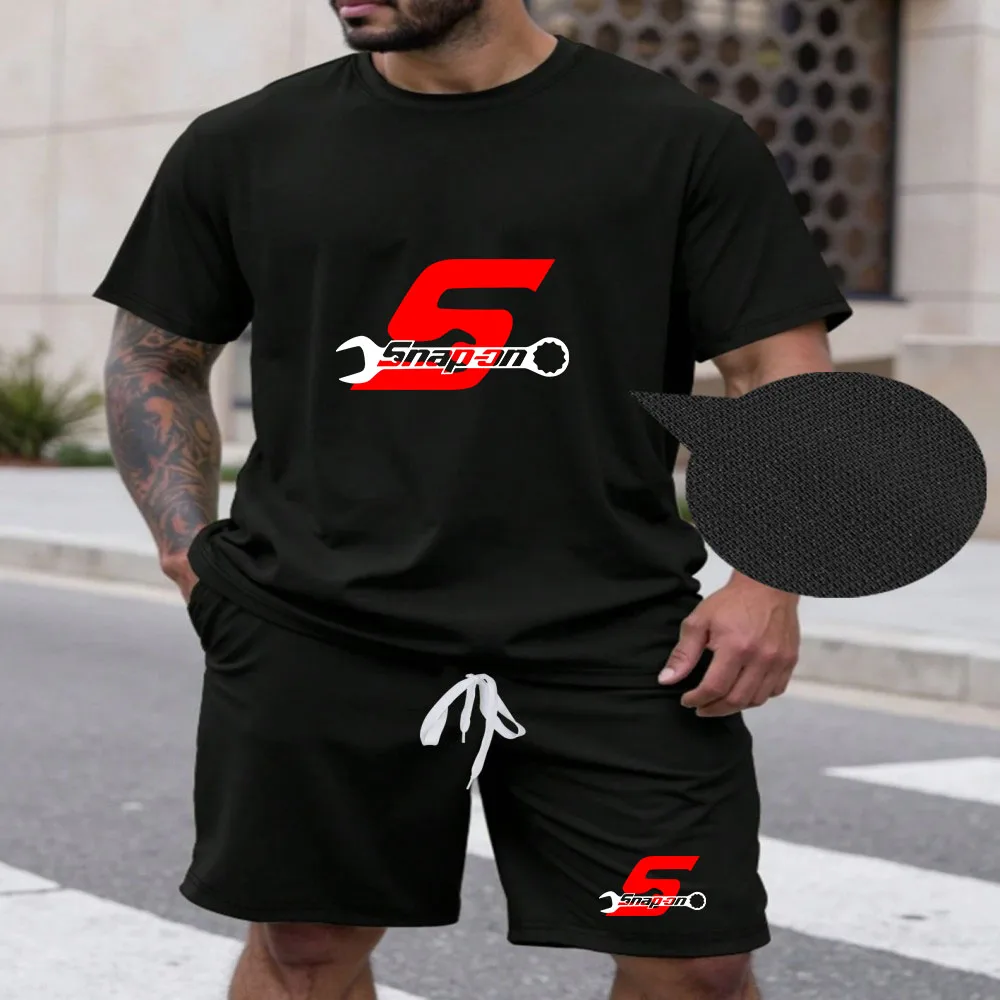 

Summer New Popular Solid Color Short sleeved Shorts Set for Men's Sports and Leisure Set