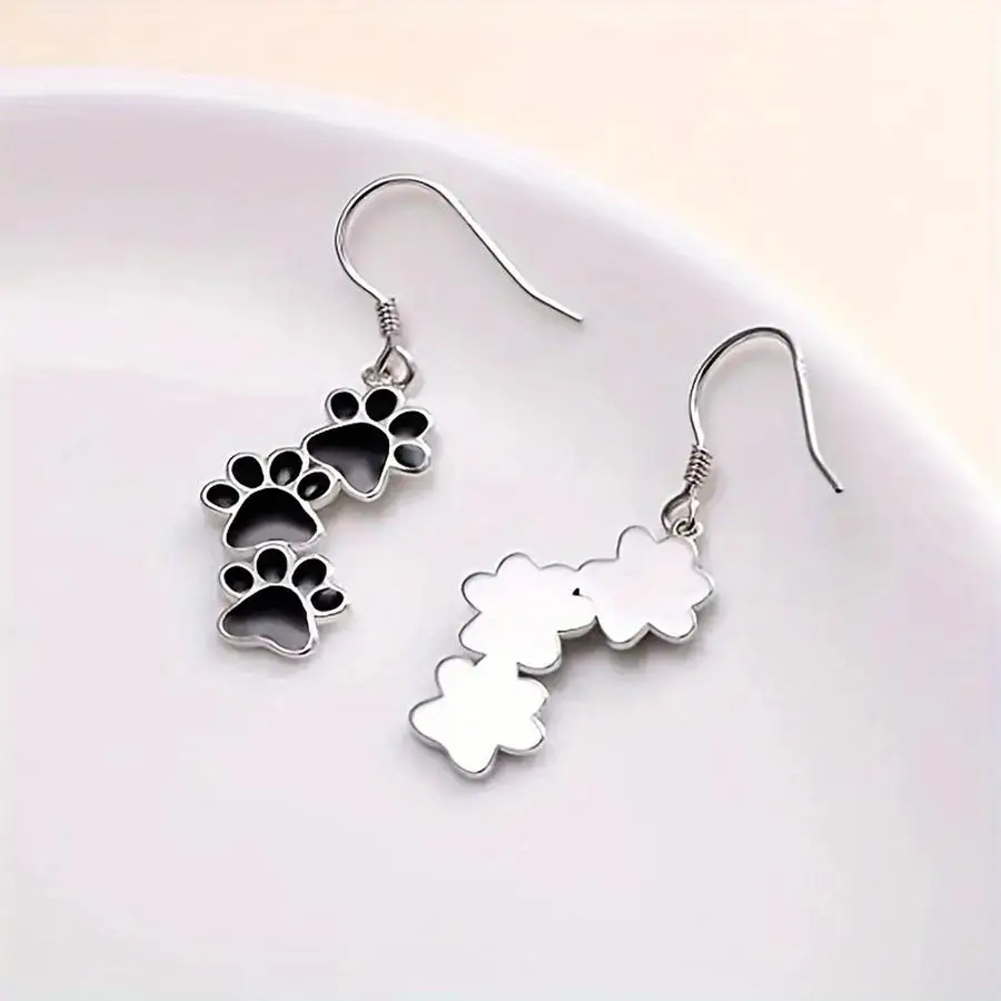 1/5/10/20/50/100pcs Silvery Jewelry Puppy Dog Cat Pet Paw Print Dangle Earrings Alloy Earrings Boho Style Jewelry Trendy Gift fo