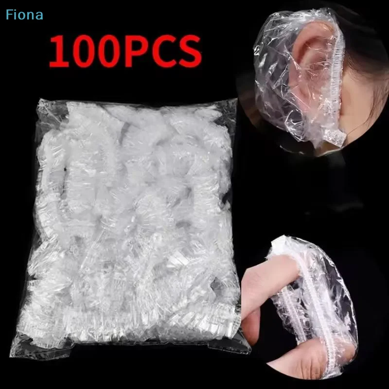 100Pcs Disposable Hair Dye Earmuff Waterproof Ear Cover Baking Oil Wash Shower Bathing Barber Hairdressing Cleaning Accessories