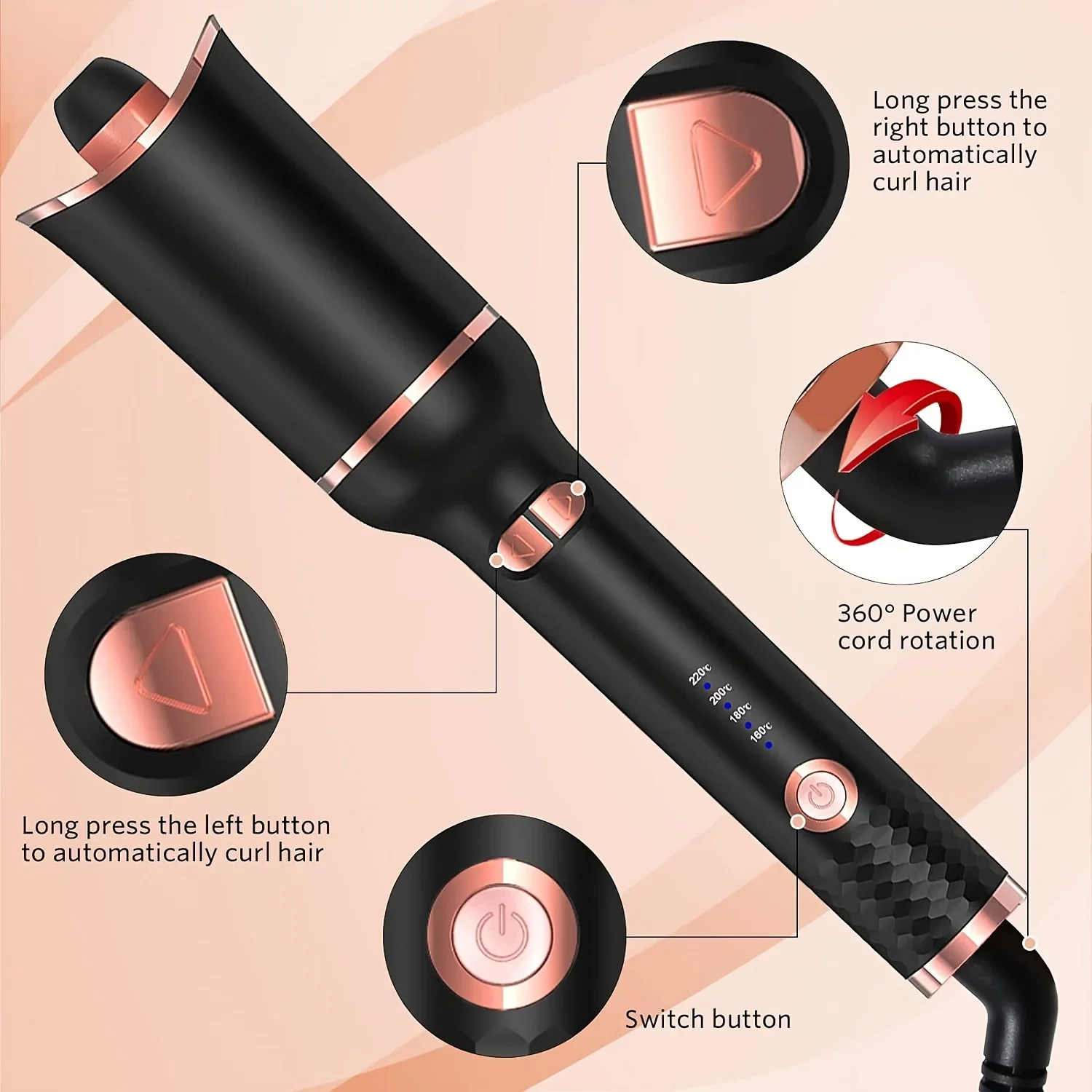 Automatic Hair Curler Auto Hair Curling Iron Ceramic Rotating Air Curler Air Spin Wand Styler Curl Machine Magic Hair Curler