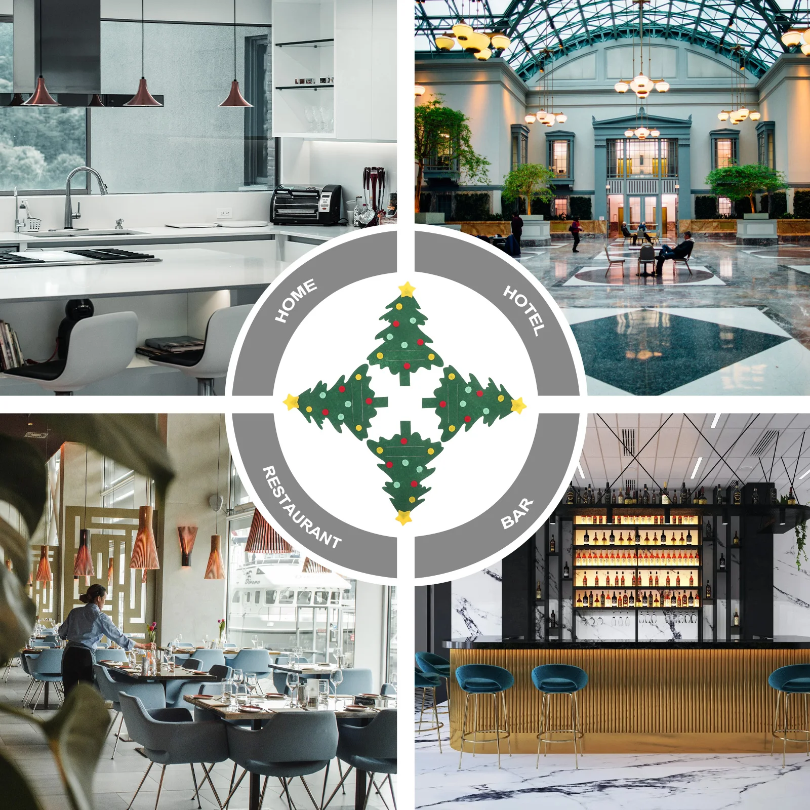 

4pcs Christmas Bags Dinning Table Decoration Xmas Tree Shaped Tableware Holders Dinner Party Decoration Storage Pouches