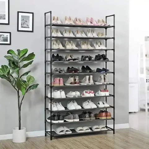 Armário de sapatos simples e de grande capacidade, prateleira de sapatos de 10 camadas, multicamadas, rack doméstico, dormitório de estudantes, armários de armazenamento
