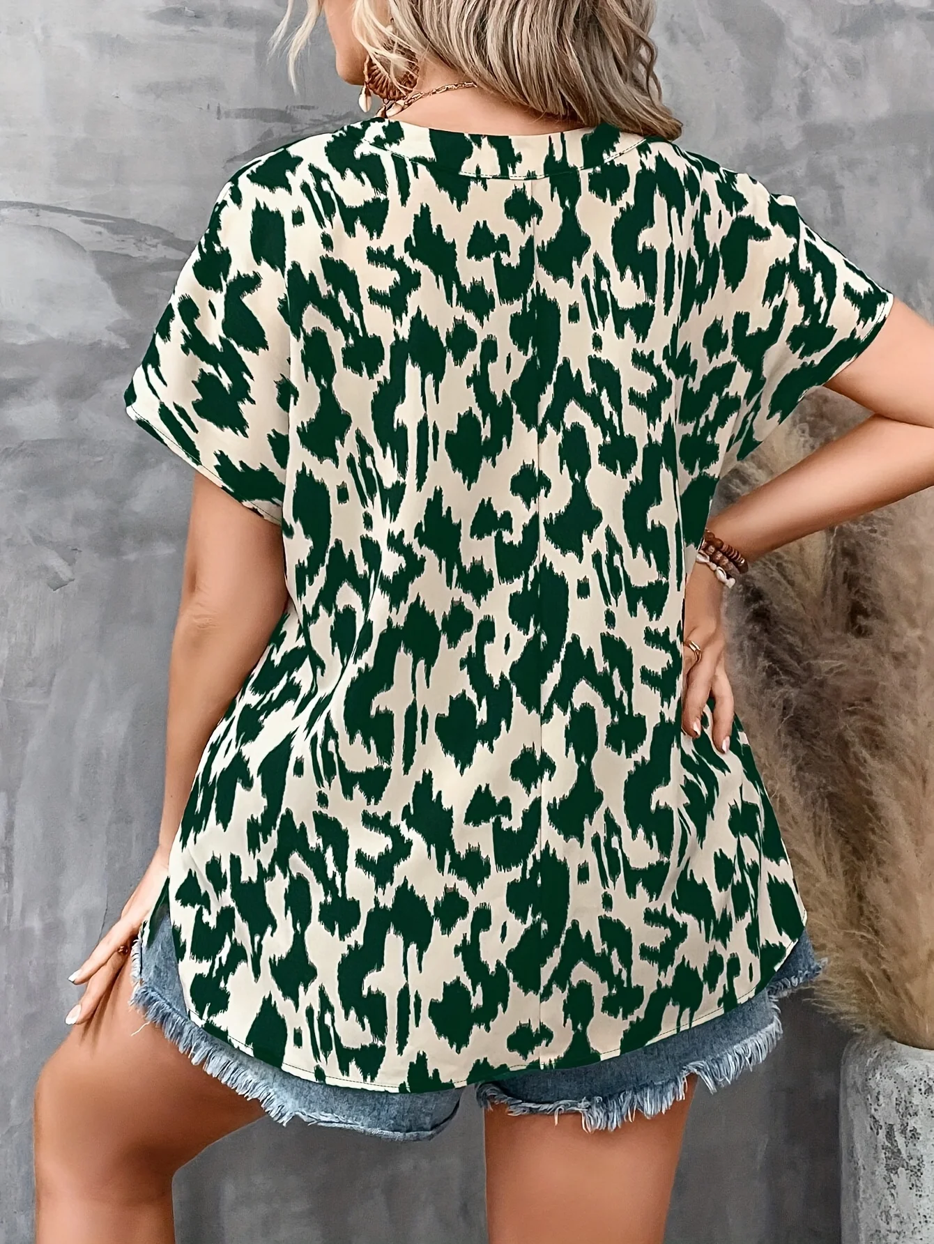 Dames Plus-Size Geprinte V-hal - Summer Clothing Office recensie en prijs