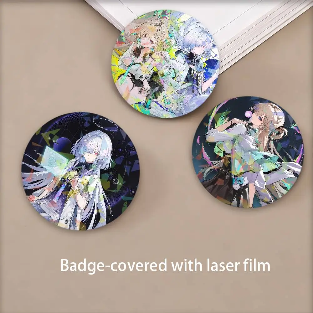 Wuthering Waves LYNAE MORNYE h Pins Lapel Birthday Brooch Gift Backpack Clothes Accessory Decoration Badge Set Glass Shine