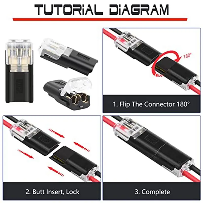 AEE3-24-Piece 2-Pole Cable Connector Plug, Car Plug Connector Terminal, 18-24AWG Wire Quick Splice Connector