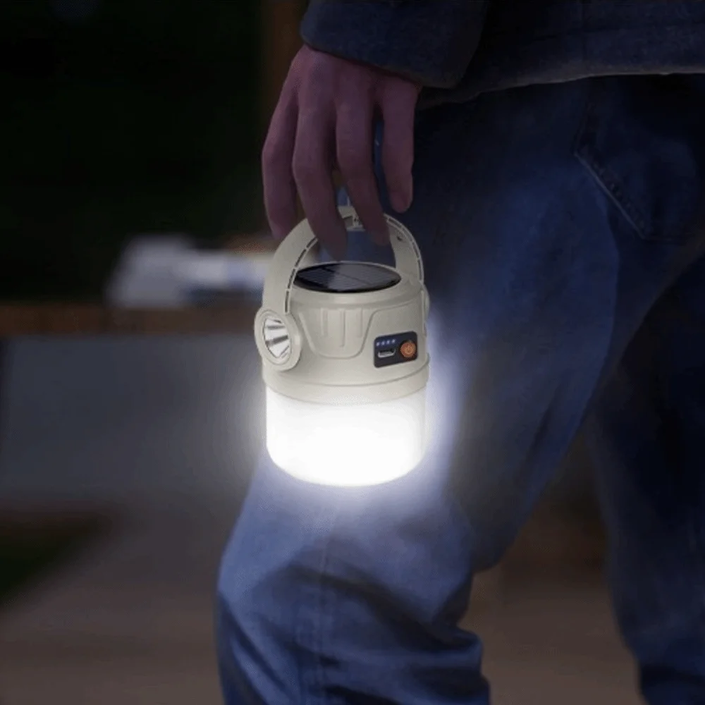 

LED Light Solar Powered Light USB Rechargeable IP55 Waterproof Camping Light Ultra Bright Multi Functional Rechargeable Light