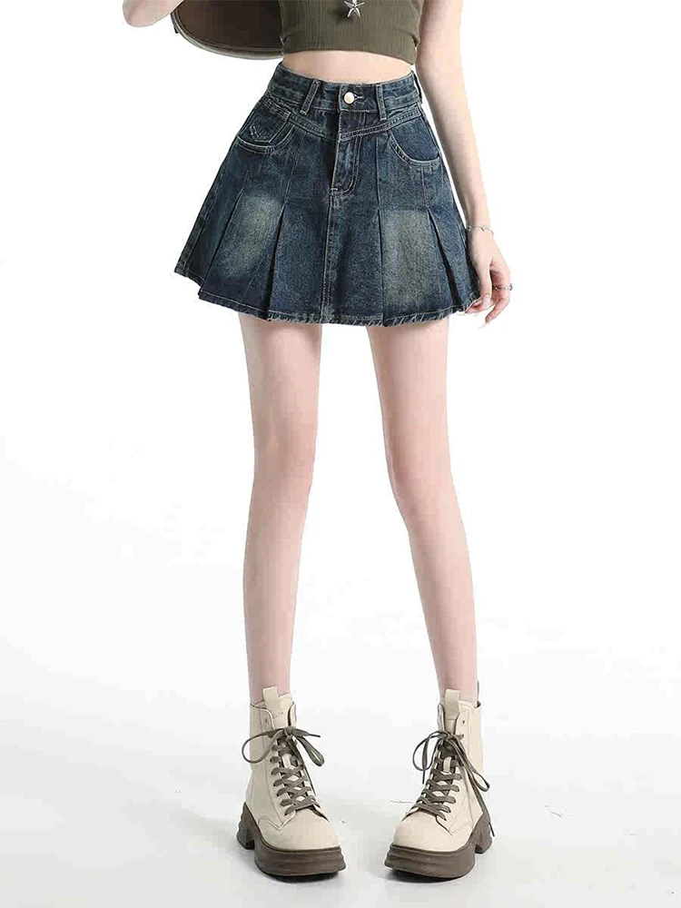 

2025 Autumn Women Mini A-line Pleated Skirt Korean Kpop Design Trendy Party Japanese Y2k Preppy Style E-girl Harajuku Grunge New