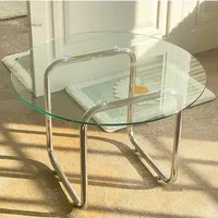 Transparent Center Table light luxury Living Room Furniture Modern Chinese Home Round sofa Side Table Nordic Glass Coffee Tables