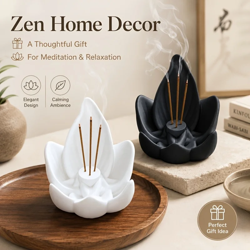 Creative Lotus-shaped Incense Holder, a Household Fragrance Decoration Item, Helps Emotions and Purify the Air, Aiding in Sleep