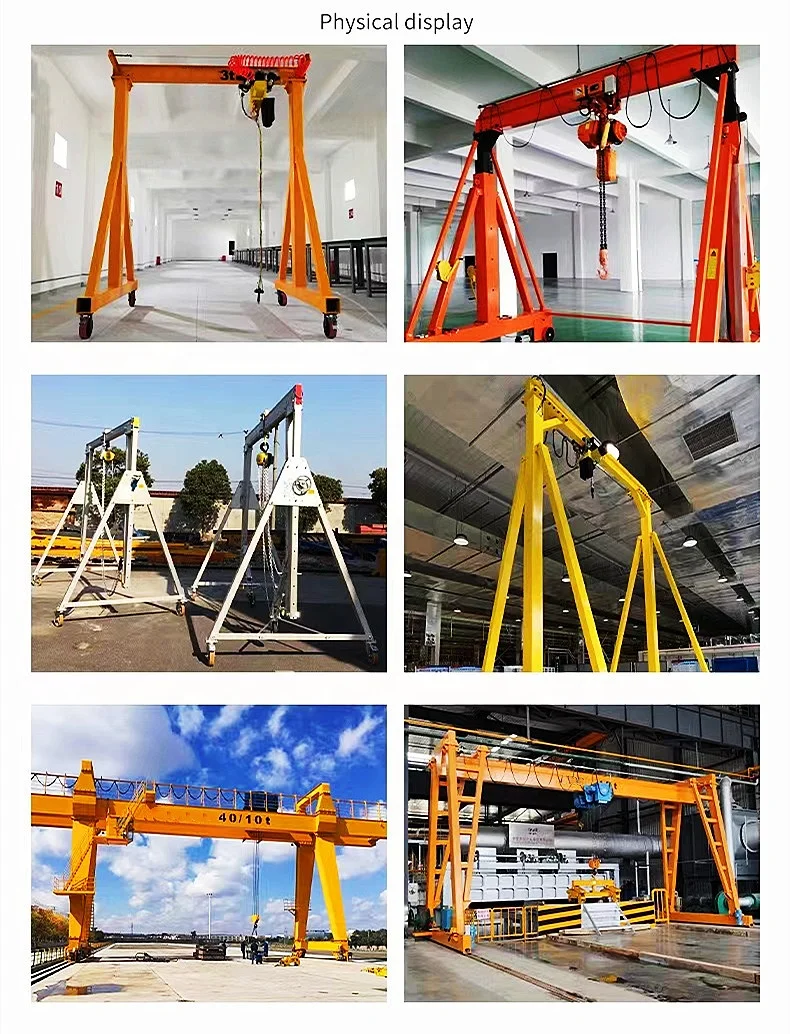 10 Ton Aluminum Portable Gantry Crane, Lightweight Frame Bearing Gearbox & Stable Power Component For Workshop Cargo Lifting
