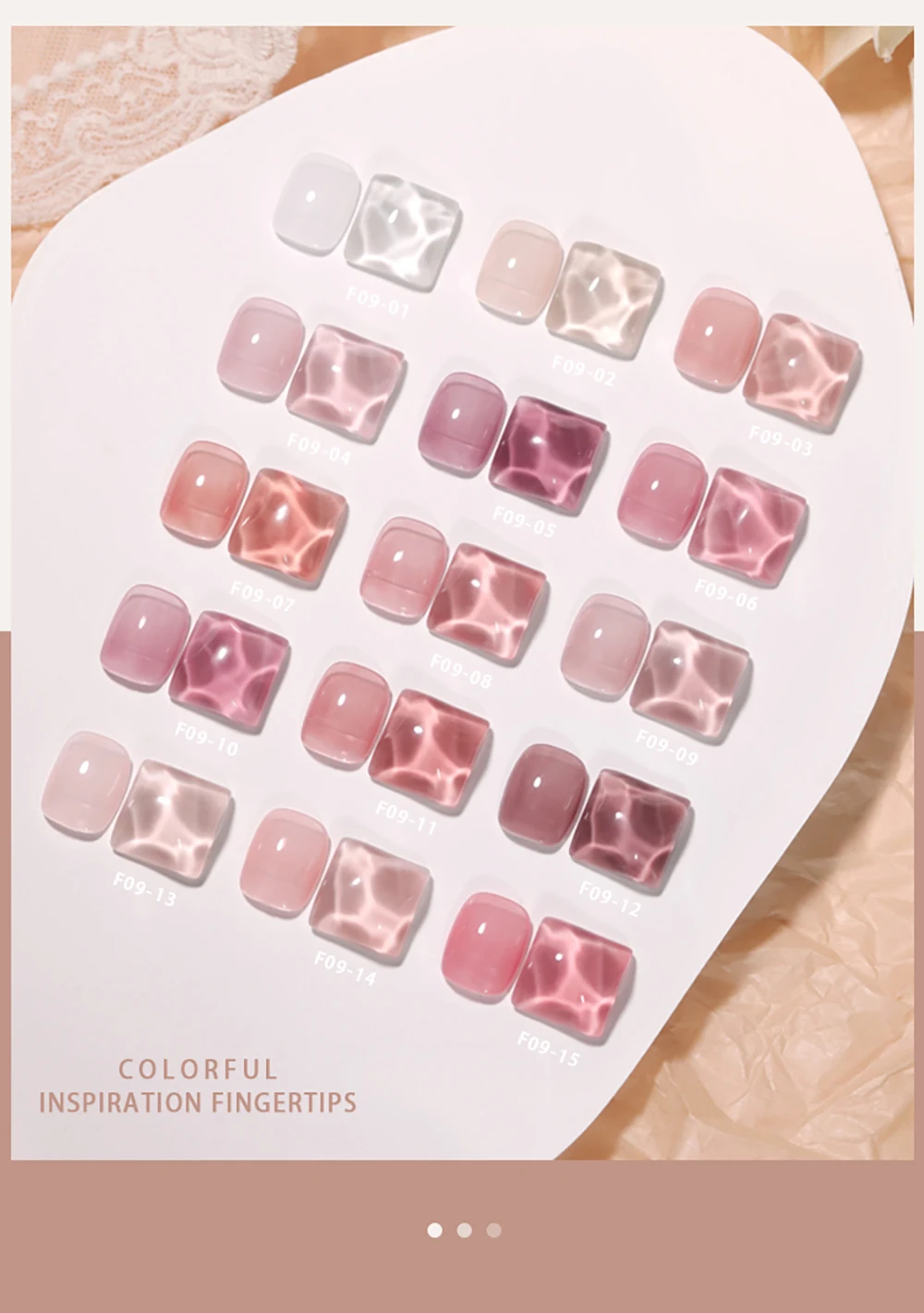 Vendeeni 15 Farben/Set Nude Pink Jelly Gel Nagellack Transparenter UV Soak-Off Gel-Lack Hautfarbener Gel-Lack mit Display – Detail 5