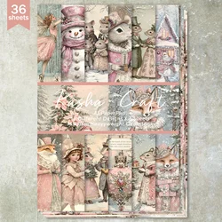 36 Sheets A5 (Christmas Winter Castle Mouse Fox) Clipping Thin Paper For Bullet Diary, Junk Magazine, Greeting Card Background