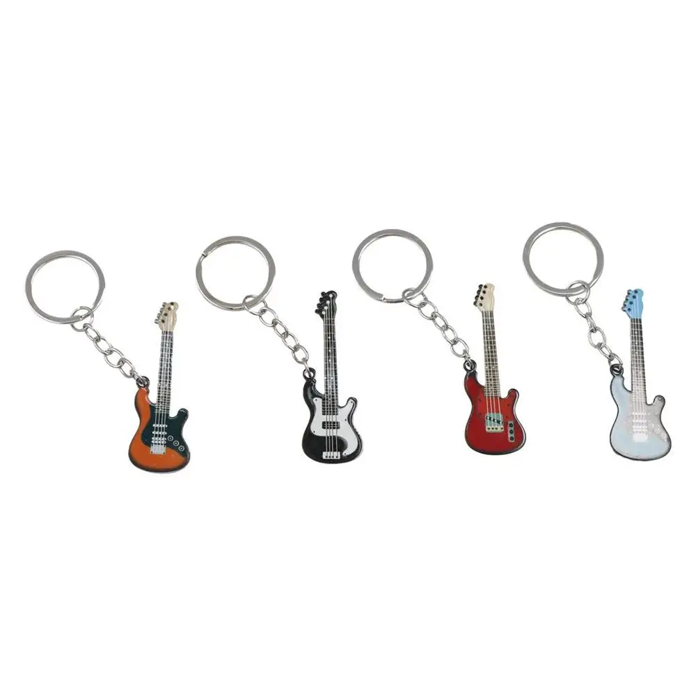 Key Chain Hip Hop Guitar Key Chain Colorful Metal Guitar Keyring Creative Cool Musical Instrument Keychain Man Women