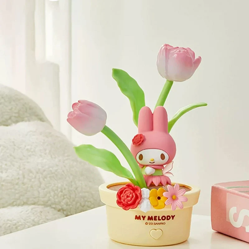 Kawaii Sanrioed My Melody Cinnamoroll Kuromi Mini Night Light Flower Fairy Series Sleep Light Bedroom Ambient Light Girl Gift