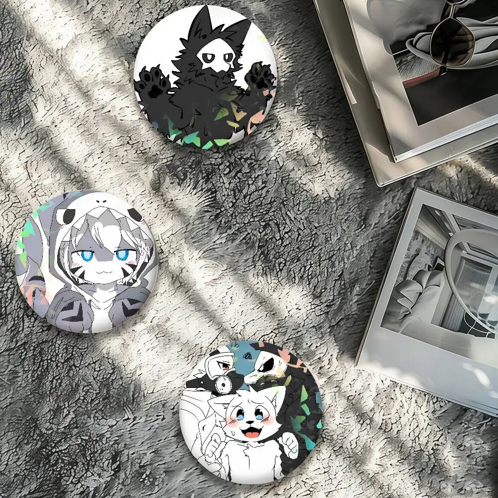 Changed Puro Game furry Shark cat Laser Badge Pins Handmade Brooches for Backpack Gifts Bag Decor Fans Collect