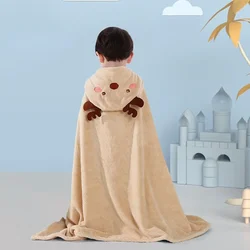 140x70cm Children's Cartoon Cloak Baby Hat Bath Towel Baby Bathrobes Bath Towel Cloak Quick Drying Bath Robe Hooded