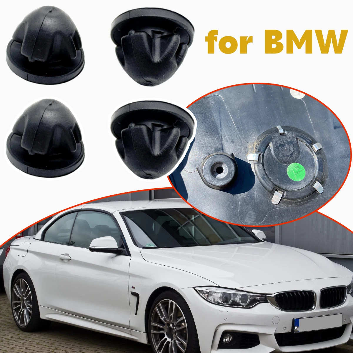 4/8pc Engine Cover Grommet Mount Bung Buffer Stop for BMW 4 F33 F83 F32 F82 2013-2018Clip Trim Bush Absorber Bonnet Cushion Auto
