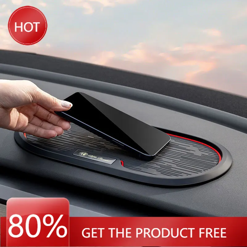 Hub Caps Car Dashboard Sticky Anti-Slip Mat Storage Pads Non-Slip Holder For Alfa Romeo Giulia Stelvio Giulietta 159 147 156 Acc