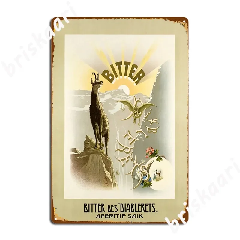 Ретро Diablerets Bitter Des Diablerets Aperitif Sain Aigle Металлическая вывеска Настенный декор Клубный бар Персонализированная жестяная вывеска Плакат