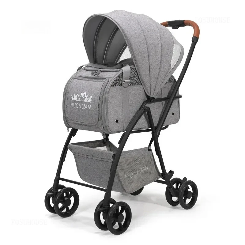 Lightweight and Foldable  Stroller Pet Bag Dog Stroller Dog Scooter Dog Trolley with Storage Basket Stroller for Animals