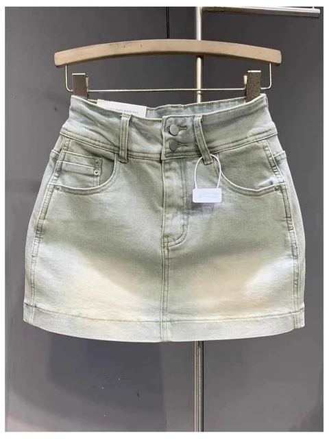 High Waist Slimming Denim  Skirt Women's Loose Versatile Casual f-length Bodycon Skirt Summer 2025 Korean Sle