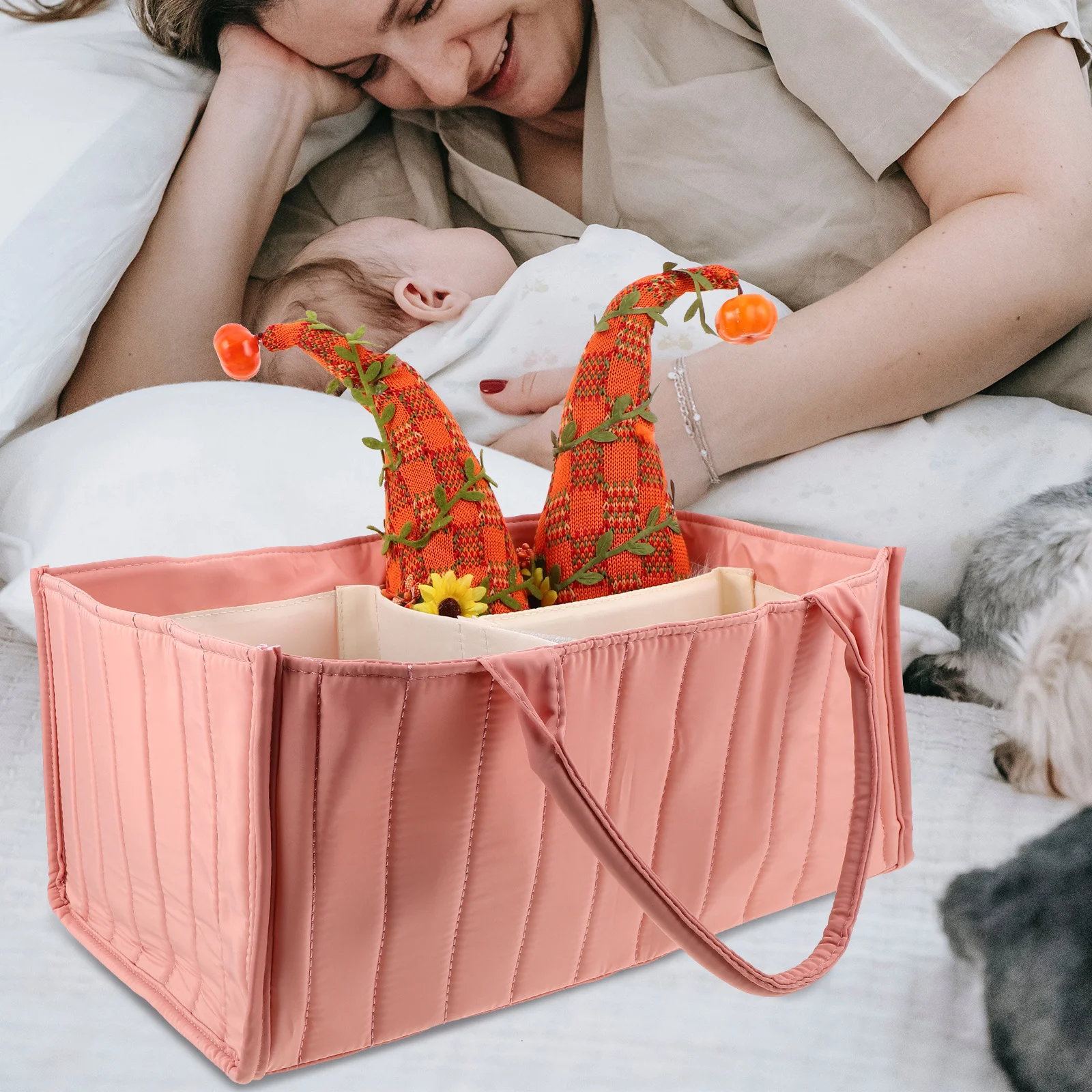 

Multifunctional Diaper Bag Large Capacity Baby Diaper Organizer Portable Nursery Storage Basket Travel Home Use