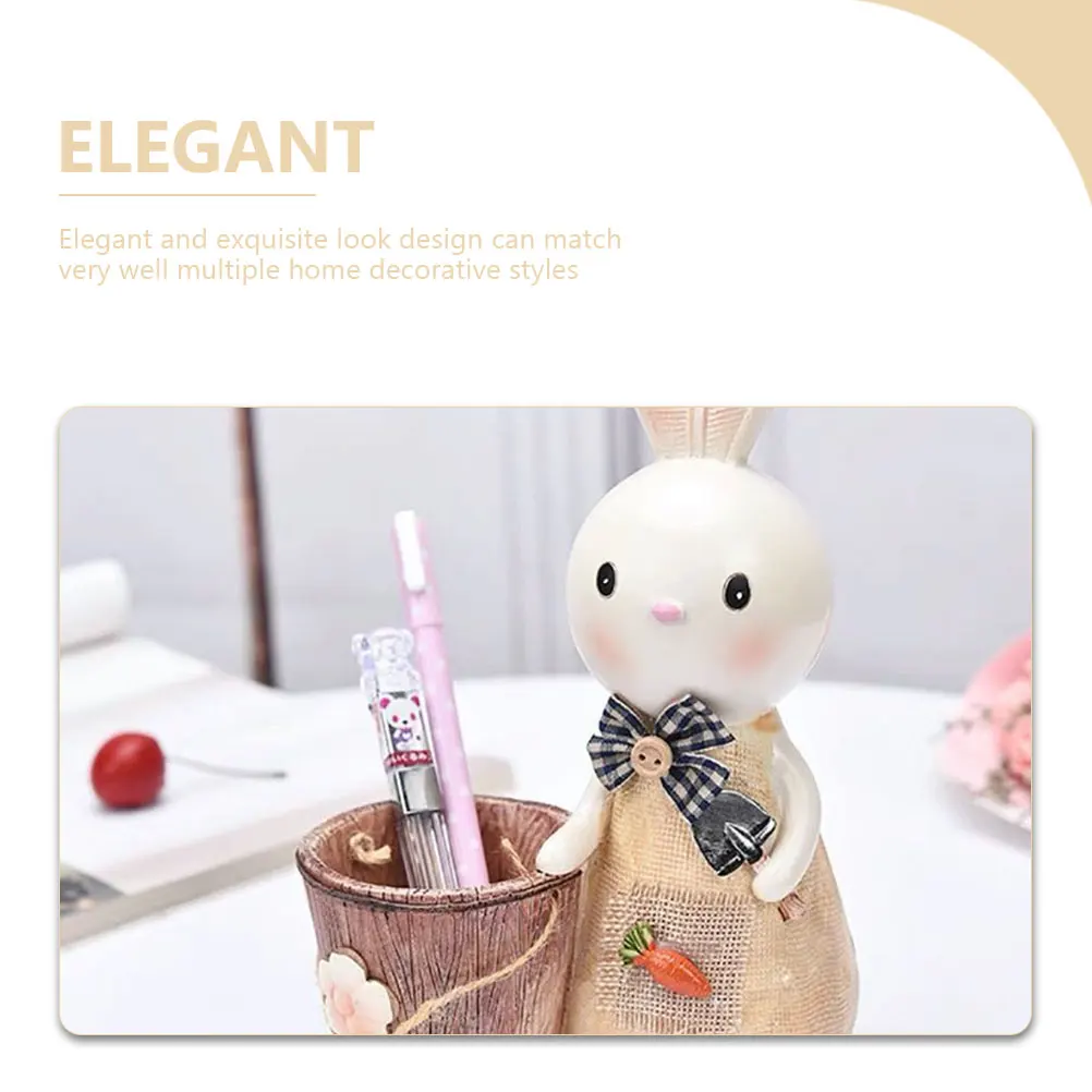 

Aesthetic Bunny Pen Holder Holders Cute Office Supplies Resin Organizer for Desk